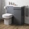 Artis 900mm L Shape Bathroom Vanity Sink Unit Furniture Storage, Right Hand Gloss Grey Vanity Unit + Basin + Ceramic Square Toilet with Concealed Cistern