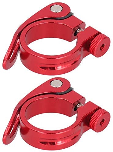 2 pcs Seatpost Clamp 35 mm Bike Seat Tube Clamp Quick Release Bicycle Saddle Clamp Aluminum Alloy Mountain Bike Accessories(Red) (Red)