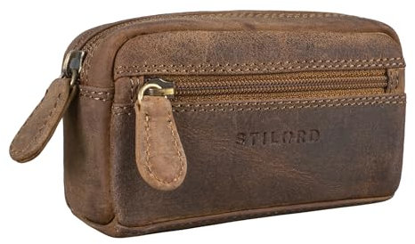 STILORD 'Neal' Schlüsselbörse Leder Schlüsseletui Herren Damen mit Schlüsselanhänger Kleine Schlüsseltasche RFID mit Geschenkbox, Farbe:mittel - braun