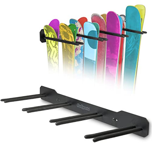 GoSports Ski-wallrack-8-01 Porte Mural Unisexe, Noir, 8 Pairs of Skis, Or 4 Snowboards