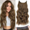 PORSMEER Secrets Hair Extensions Lange Gewellt Haarverlängerung Invisible Haarextension 4 Clips in Extensions Synthetik Haare Unsichtbarem Haarteile für Frauen Natürliches braun,20 Zoll
