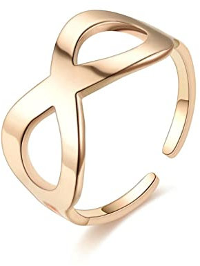 ANAZOZ Bague Acier Inoxydable Forme D'Infini, Anneau Or Rose Fantaisie Unisexe Taille 57