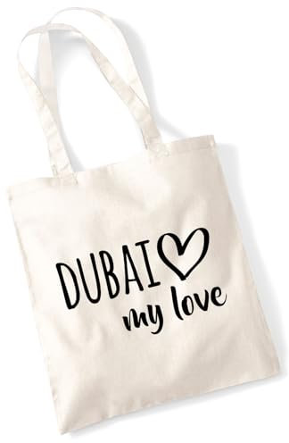 Huuraa Tasche Dubai my love Geschenk 10 Liter Natural Baumwolle Dubai Accessoire