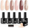MEFA Gel Nail Polish Set - 6 Colors Nude Glitter Gold, Brown, DIY Salon Home UV Gel Polish for Women