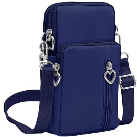 Narunii Handytasche zum Umhängen Damen,Kleine Umhängetasche damen Nylon Geldbörse Damen Brieftasche Kleine Umhängetasche für Alltag,Schule,Einkauf unter 7 Zoll (Blau)