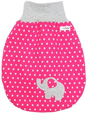 Lilakind Gefütterter Strampelsack Fuchsia Sterne mit Elefanten Applikation Gr. 0-3 Monate