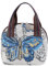 Qiwenr Gewebte Tasche mit Schmetterlingen, Damen Tragetasche, Bestickte Umhängetasche, Umhängetasche mit Schmetterlingsmotiv, Umhängetasche aus Besticktem Canvas, Gewebte Tasche, Handtasche Große