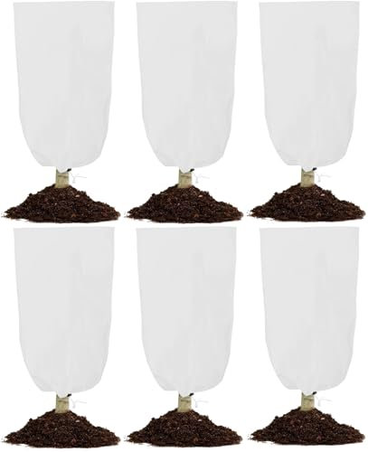 Lostwry Protección invernal para plantas, 6 unidades, 60 x 80 cm, protección de invierno, saco protector para plantas como árbol, palmeras, plantas de balcón, campana, transpirable, para protección de