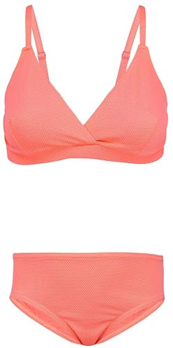 Aquarti Mädchen Bikini Set Bustier Bikinislip Zweiteiliger Badeanzug, Farbe: 039 Jacquard Punkte Orange, Größe: 164