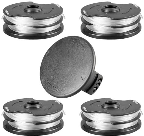 uzoyfoda Rasentrimmer-Spule für LIDL Parkside, 8,3 m lang, 1,6 mm Durchmesser, Autofeed-Spule, schnurlose Rasentrimmer-Spule für PRTA 20 Li A1 B2 C3 PRT 550 A1 A1 PRT 300 A1 (4 Spule + 1 Abdeckung)