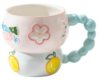 420Ml/14oz disegnato a mano sollievo creativo tazza, casa grande capacità carino avena tazza - scatola di colore del fiore della caramella