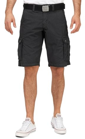Timezone Herren Cargo Shorts mit Gürtel und Seitentaschen 24-10054-02-1420 MaguireTZ Black Minimal W34