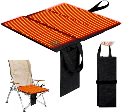 RNPKZ Beheiztes Sitzkissen, 44 x 40 cm Beheizbares Sitzkissen, Beheiztes Kissen mit 3 Heizstufen, Faltbares USB-Heizsitzkissen für Unterwegs, Stadion, Camping, Outdoor Kissen (Enthält Keine Powerbank)