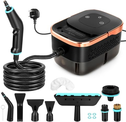 2500W Handheld Steam Cleaner – 4-Bar High Pressure, 15-Second Instant Heat-Up, 105°C Sterilizing Steam, 1250ml Large Tank, 6-Speed Adjustable with 10 Accessories for Kitchen, Bathroom, Car & Tile