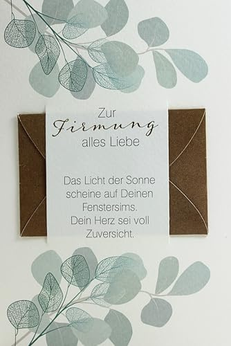 Verlag Dominique Glückwunschkarte zur Firmung mit Geldfach, hochwertige Firmungskarte mit Einsteckfach für Geld oder Gutschein, religiöse Karte zur Firmung für Jungen und Mädchen mit Umschlag