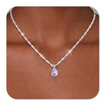 Astravia Geburtsstein Halskette Damen 925 Sterling Silber Wassertropfen Anhänger mit CZ Edelstein, Zarte Personalisierte Kette Mädchen Schmuck Geschenk