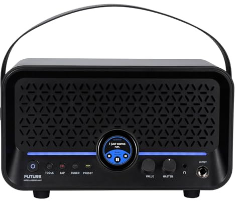 Btuty AI Smart Gitarrenverstärker, 15 W, Touchscreen, 55 Verstärker, 69 Effekte, 80 Presets mit AI-Tongenerator, 10.000 Presets, Drum Machine, Looper-Tuner für E-Gitarre, Bass, Tr (Schwarz)