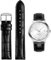 FOUUA Uhrenarmbänder Band Echtes Leder Armband Alligator Geprägte Ersatzarmbänder Armband,Schwarzes Silber,16mm