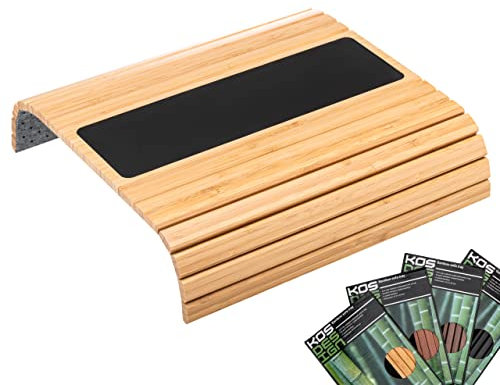 Sofa Armrest Tray - Armchair Table for Sofa or Chair, Folding Bamboo Armrest, Flexible Wood Table for Eating and Holding Drinks Easily, Non-Slip (Natural)