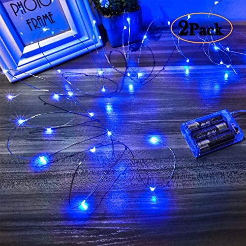 Ariceleo Led Fairy Lights Battery Operated, 1 Pack Mini Battery Powered Copper Wire Starry Fairy Lights for Bedroom, Christmas, Parties, Wedding, Centerpiece, Decoration (5m/16ft Blue)
