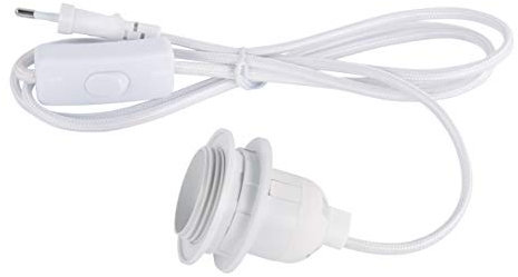 Rayher 23099102 Lampenfassung mit Schalter und Schraubring, für E27 Fassung, weiß, 180 cm, 1 Stück