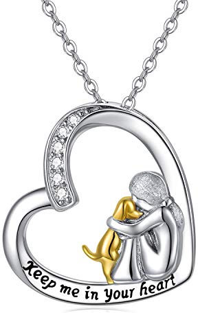 CHENGHONG Kette Damen Hund 925 Silber Geschenke für Frauen Hund Anhänger Halskette Hundepfote Schmuck für Hundeliebhaber Mädchen