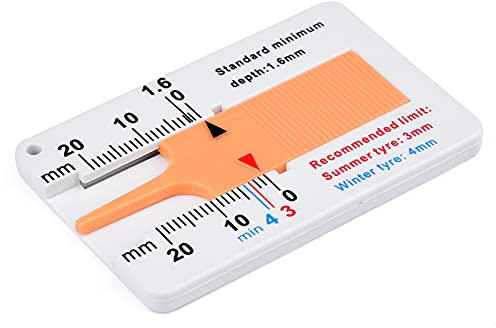 WEAVERBIRD Profiltiefenmesser 0-20 mm Kunststoff Reifenprofil Tiefenmesser Tragbares Reifenprofil-Tiefenmessgerät für Auto-Motorrad-Anhängerrad, gelb