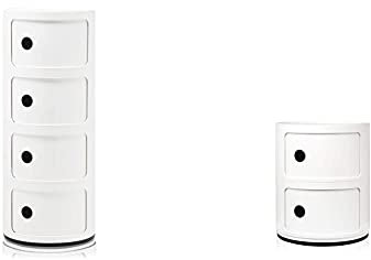 Kartell Componibili, 4 Elements, Weiß, Runde Basis & Componibili, 2 Elements, Weiß, Runde Basis
