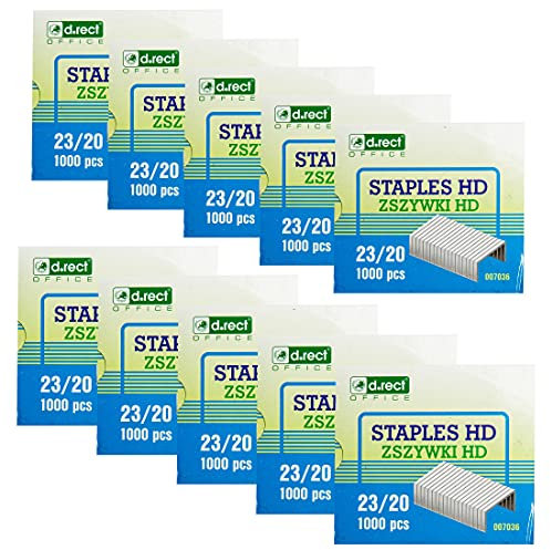 D.RECT Heftklammern 23/20 | Klammern für Büroheftgeräte | Tacker Heftklammern | Hefter Klammern | Verpackung 10000 Stück | 10x1000 Stück