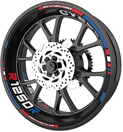 Komplettes Set mit Felgenrandaufklebern für BMW R1250R Premium Qualität (8 Sticker für 2 Räder) (mehrfarbig)