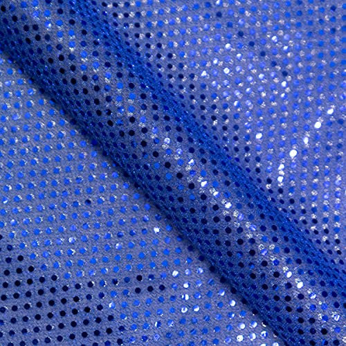 Sequin Fabric Sparkly Shiny Bling Glitter Material Cloth 112cm Wide Drape Craft (Royal Blue, Per Half Metre)