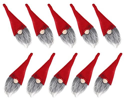 BESPORTBLE 10 Stücke Mini Weihnachtsmütze Weihnachten Flaschenanzug Weihnachtsmannmützen Weihnachtsdeko Nikolausmützen Flaschenüberzug Flaschen Kleidung Weinbeutel für Weihnachten Tischdeko Rot