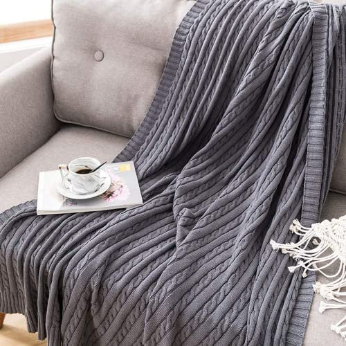 OROOTL Kuscheldecke Strickdecke 100% Baumwolle Weich Sofadecke 130x180cm Schlafdecke für weiches Sofa, Stuhl, Couch, Heimdekoration, Picknick, Camping, Strand