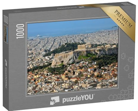 puzzleYOU: Puzzle 1000 Teile „Blick über die Stadt und die Akropolis in Athen, Griechenland“ – aus der Puzzle-Kollektion Athen, Europäische Städte