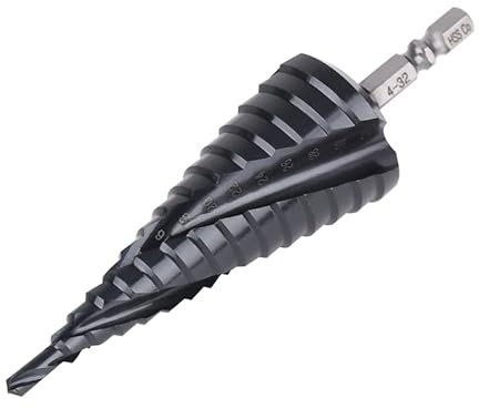 Vearter Broca escalonada de metal de 4-32 mm, 15 niveles, broca cónica de metal, HSS M35 cobalto TiAlN, broca hexagonal para acero inoxidable, chapa de aluminio, hierro, plástico, PVC, madera