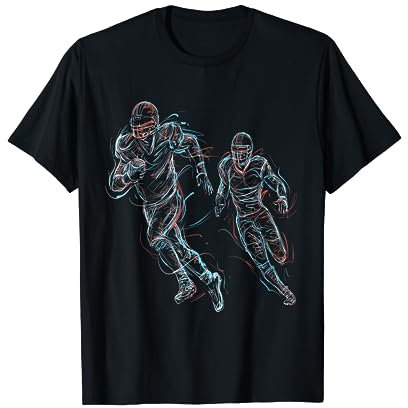 RTstyles American Football - Spieler bunt Farblinien Design T-Shirt für Football Fans, Herren, Schwarz, S