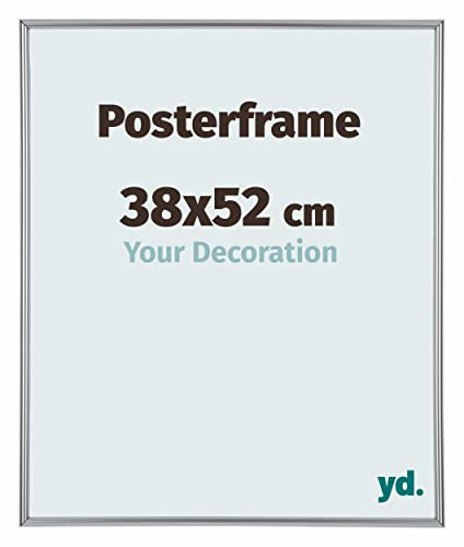 yd. Posterrahmen 38x52 cm Silber Hochglanz - Kunststoff Rahmen Paris | Your Decoration, Acrylglas aus Kunststoff, Wandmontage, Geeignet für Fotos, Poster und Puzzles, Made in Holland