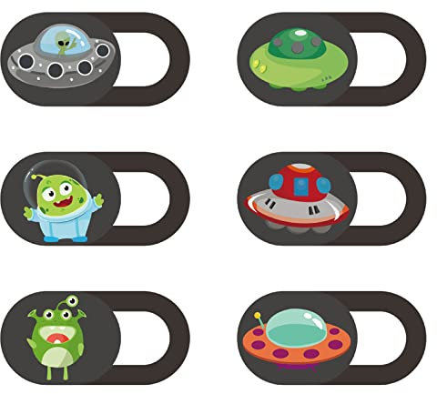 TUKEVA Webcam Abdeckung Dünne Webcam Cover Webcam Abdeckung Set Kamera Abdeckung Zubehör mit Niedlichem Muster Schutz Ihrer Privatsphäre für Laptop,MacBook, iMac, Computer, iPad, Smartphone (UFO)