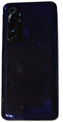 (KIT) Batterieabdeckung + doppelseitiges Klebeband kompatibel mit Xiaomi Mi Note 10 Lite Glas Rückseite Abdeckung Klebefolie (Blau)