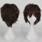Anime Perücke Dunkelbraun Kurze Cosplay Perücken Halloween Damen Herren Synthetische Gerade Fancy Dress Perücke Gewellt Glatt Perücke Karneval Kostüm Party Perücke mit Gratis Mütze für Frauen Männer