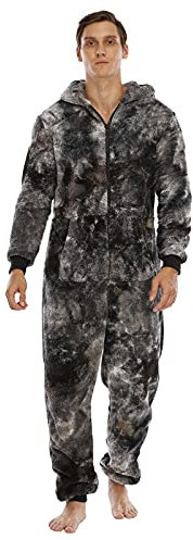 Pyjama unisexe pour adulte avec pieds - Grenouillère unisexe - Pyjama une pièce décontracté et confortable - Vêtement de détente pour adulte - Combinaison tout-en-un en polaire avec fermeture éclair,