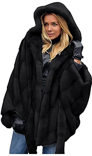Generic Kunstpelz Mantel Damen Kunstfell Jacke Winterjacke Stehkragen Pelzmantel Herbst Winter Faux Fur Coat Lose Fellmantel Wintermantel mit Gürtel, Schwarz, Generic mantel damen, Einheitsgröße