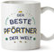 Mugffins Tassen/Becher mit Spruch für PFÖRTNER - Auf Deutsch - Beste der Welt - 11 oz / 330 ml - originelles und lustiges Geschenk Mitarbeiter
