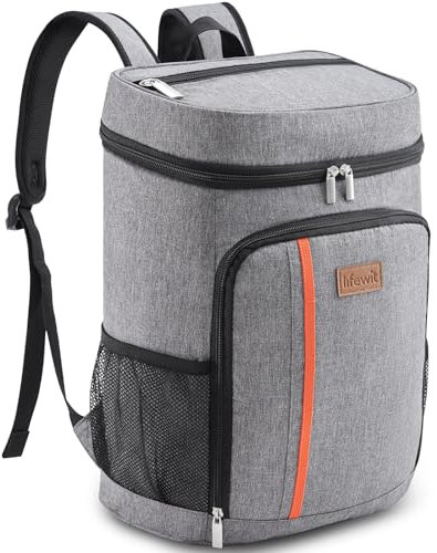 Lifewit Mochila Nevera para 30 latas, Mochila Isotérmica Resistente al Agua, Ligera y Hermética, Bolsa Nevera Estanca para Hombre, Mujer, Adulto, Trabajo, Picnic, Playa, Camping, Viajes, Gris