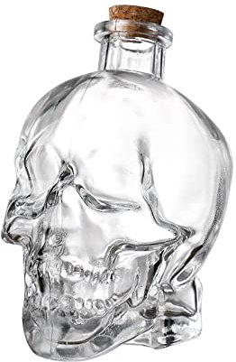 Decanter In Vetro con Teschio, Decanter per Whisky Bottiglia con Teschio di Cristallo Dispenser In Vetro per Bottiglia di Vino con Teschio per Bevande E Liquori Tra Cui Scotch, Bourbon E Vino 800 Ml