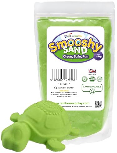 Rainbow Eco Play - Magic Play Sand for Kids – Smooshy - 2.5kg - Childrens Eco-Friendly Non-Toxic Natural Coloured Sand - Sensory Magnetic Moon Kenetic Elastic – Green