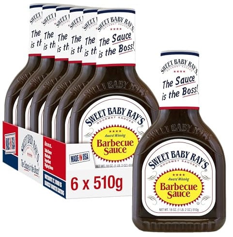Sweet Baby Rays Original BBQ Sauce, Pack of 6 x18oz bottles, Sweet and Tangy Barbeque sauce, Perfect for Burgers, Ribs and Chicken – 510g Bottle