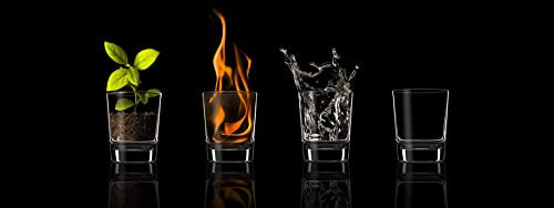 4 Elemente Wanddeko 80x30cm Aluminium Dibond Feuer Wasser Erde Luft Wandbild Schwarz Deko Wanddekoration Alubild Aluschild