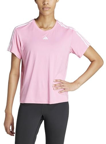 adidas Donna AEROREADY Train Essentials 3-Stripes Tee, Bliss Pink/White, M
