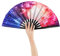 Nogsay Handfächer Bunt,Faltfächer Bambus Oxford Kungfu Rave Fächer Groß,Faltbare Hand Fan Chinesische Japanese Deko Sommer Fecher für Hochzeit,Party,Tanz,Festival,Leistung(Illusion des Nachthimmels)